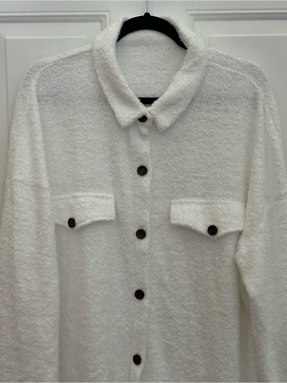 Cozy White Button-Up Shacket - Picture 2 of 9